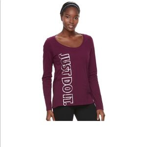 Wine and Silver Nike  “Just do it” Nike Tee Shirt